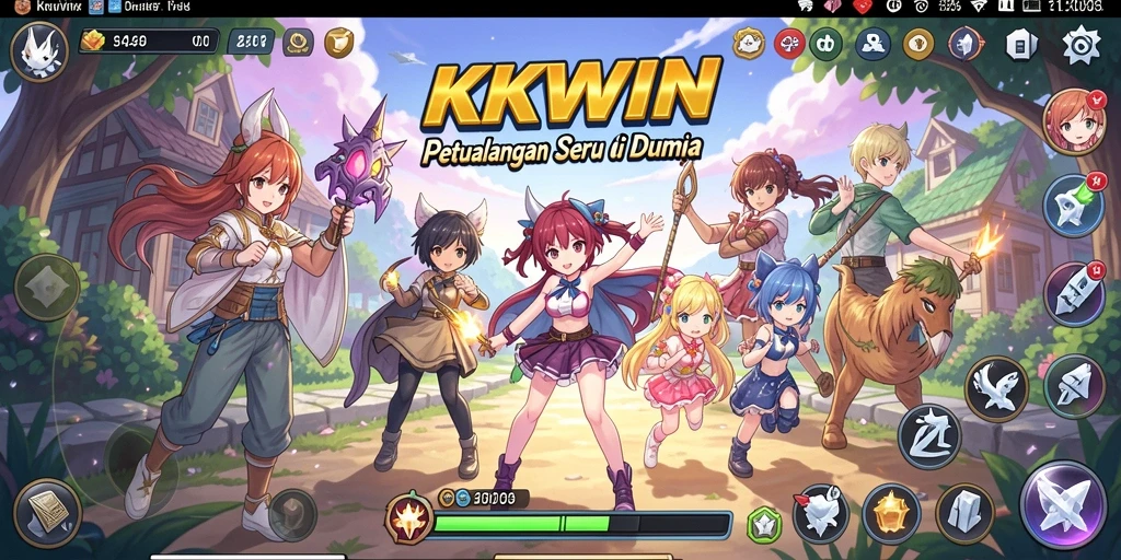 Screenshot utama KKWIN menampilkan aksi seru dalam dunia Anime.