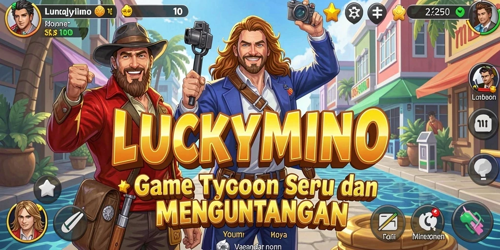 Screenshot game LUCKYMINO menampilkan pengelolaan bisnis yang menarik.
