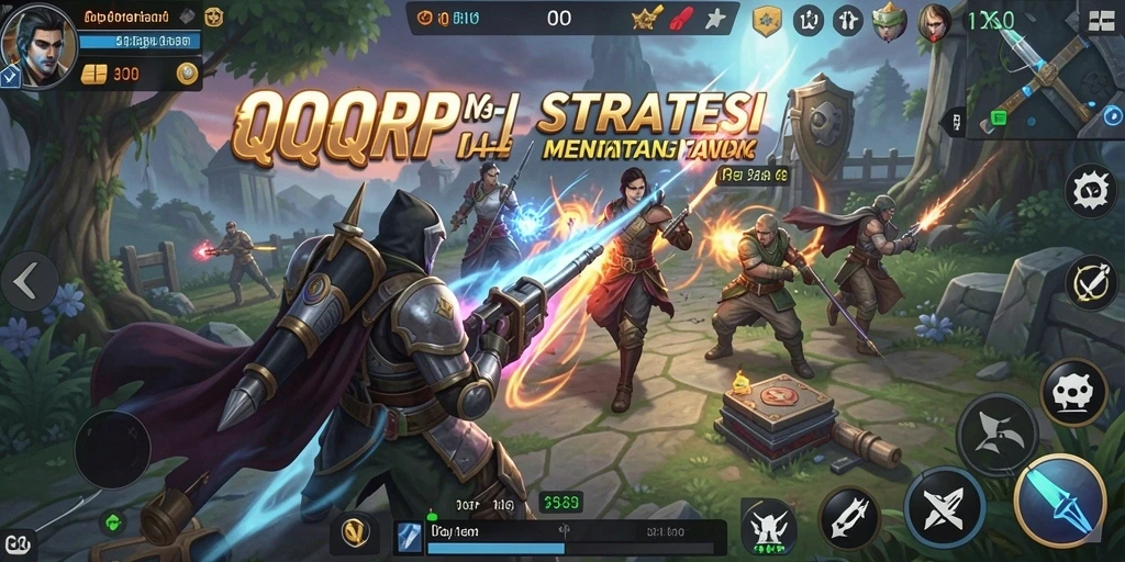 Tangkapan layar utama QQRP dengan aksi strategi yang intens.
