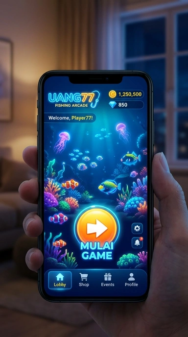 Tampilan antarmuka aplikasi uang77 yang modern.